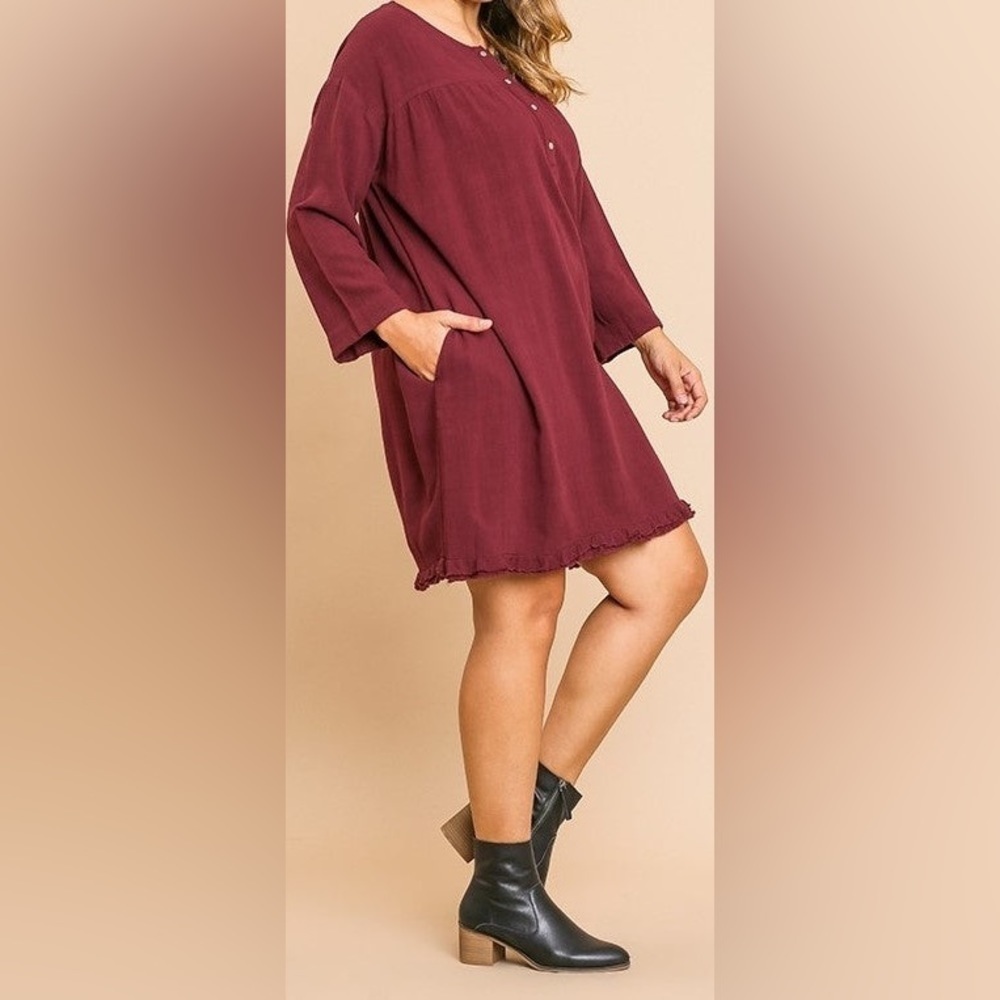 UMGEE Wine colored Shirt linen Dress Size Small NWT